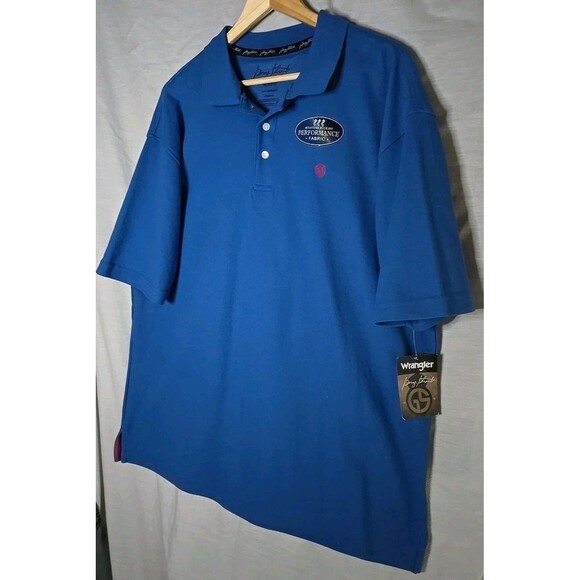 NWT Wrangler George Strait Polo Shirt Performance Fabric, Sz XL, Blue MGSK34B - Picture 2 of 10